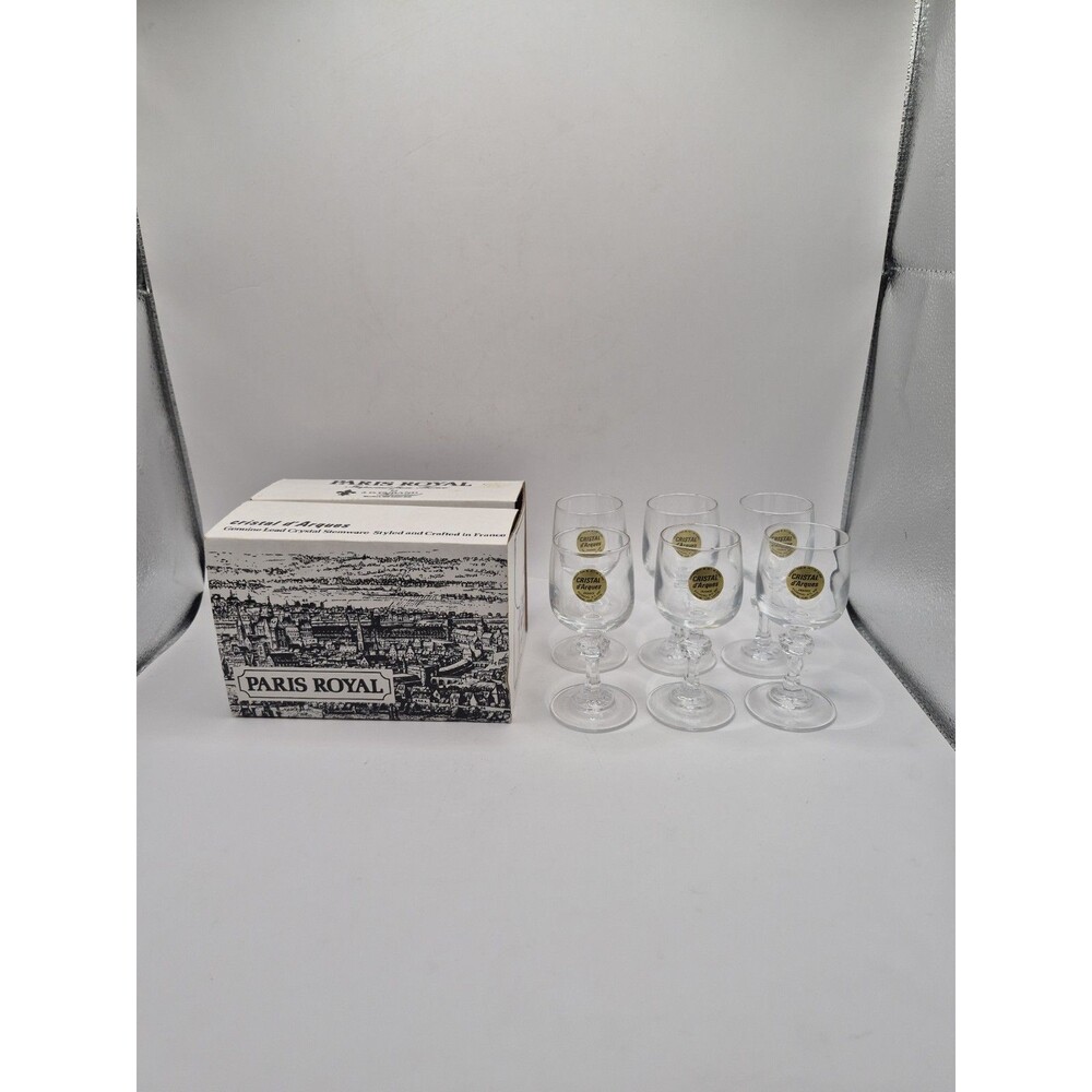 Paris Royal Lead Crystal Cordial Dessert Stemware Glasses 2.25oz Set Of 6 Vtg